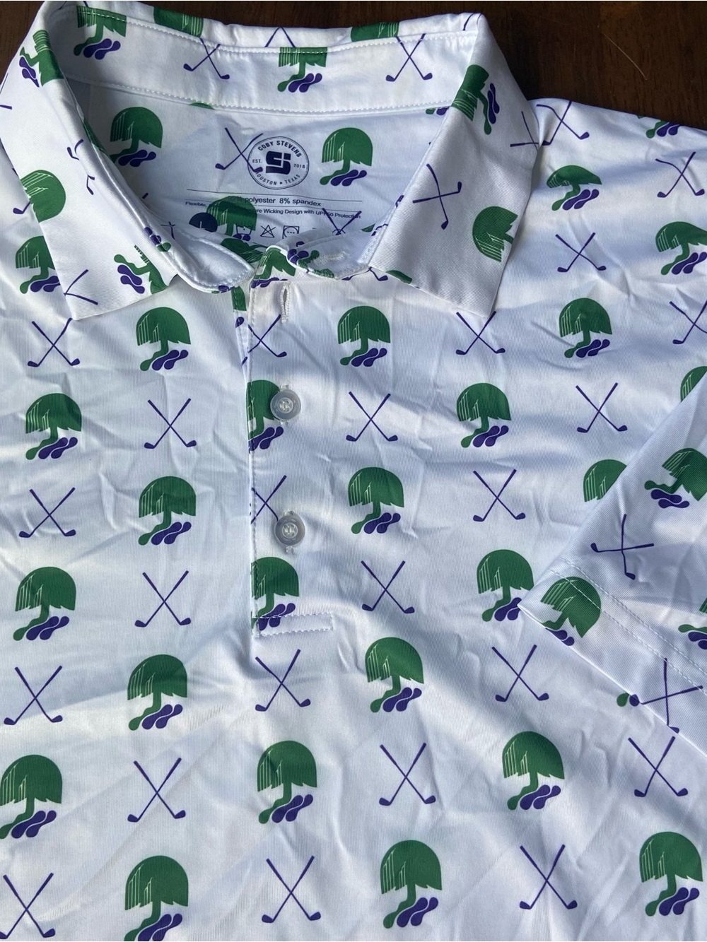 Coby Stevens Golf Polo Shirt Men Large L White Green Willow Tree Performance